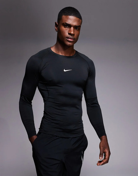  Nike Training Pro Dri Fit Muscle Fit Long Sleeve Top In Black 
