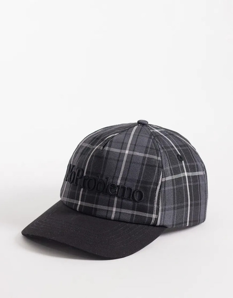  No Problemo Plaid Cap In Black 
