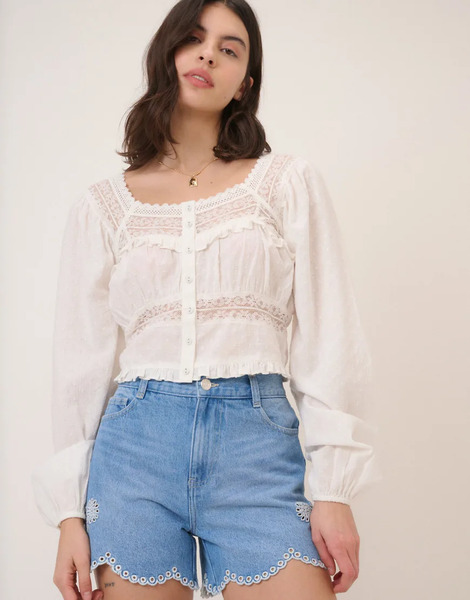  Nobody's Child Embroidered Shorts In Blue 