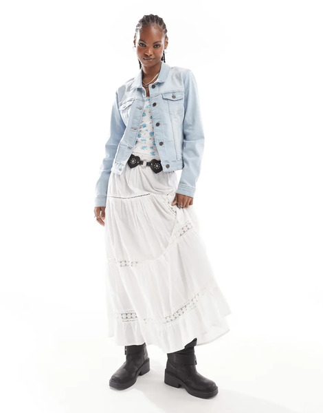  Noisy May Denim Jacket In Light Wash Blue 