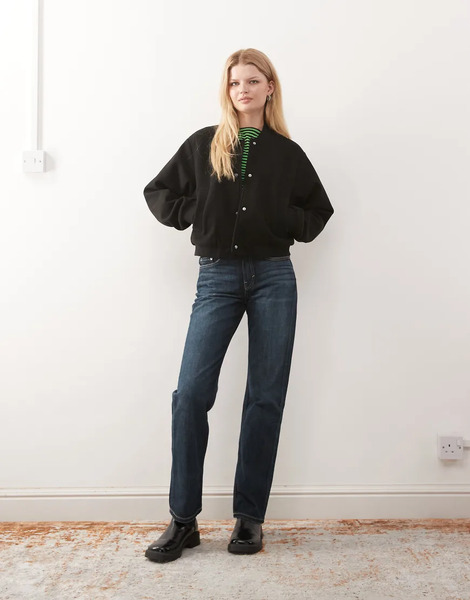  Noisy May Lightweight Brushed Bomber Jacket In Black 