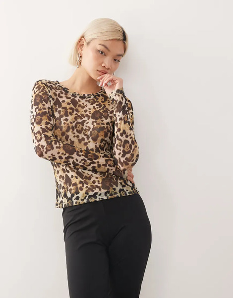  Noisy May Mesh Top In Leopard Black 