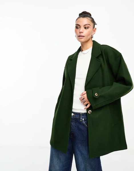  Noisy May Oversized Slouchy Blazer Jacket In Khaki Green 