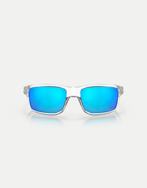  Oakley Gibston Rectangle Sunglasses With Blue Mirrored Lens In Polished Clear 