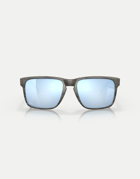  Oakley Holbrook Xl Woodgrain Collection Square Polarised Sunglasses With Blue Mirrored Lens In Woodgrain Brown 