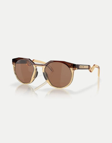  Oakley Kylian Mbappé Signature Series Hstn Round Sunglasses In Brown With Brown Mirrored Lens In Dark Amber/light Curry 