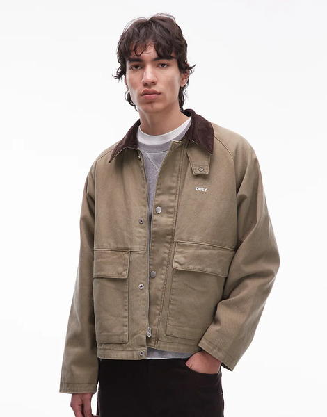  Obey Caden Work Jacket In Light Brown 