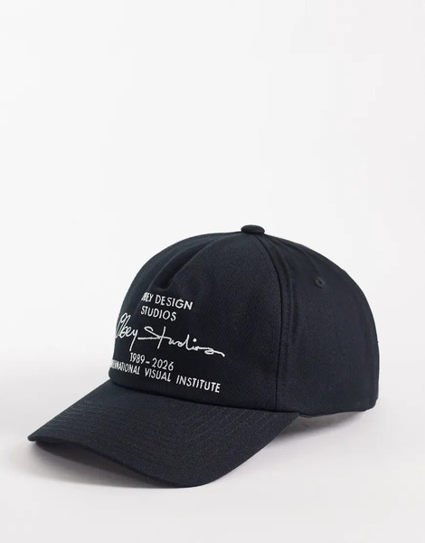  Obey Design Studios Five Panel Strapback Cap In Black 