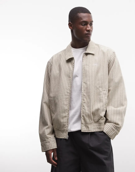  Obey Luther Blouson Harrington Jacket In Stone Grey 