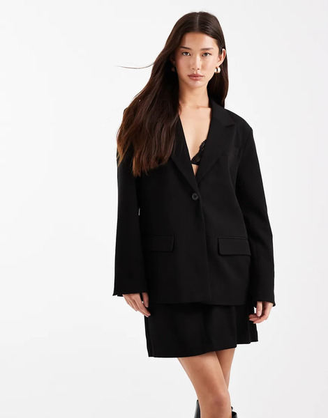  Object Boyfriend Fit Tailored Blazer Co Ord In Black 