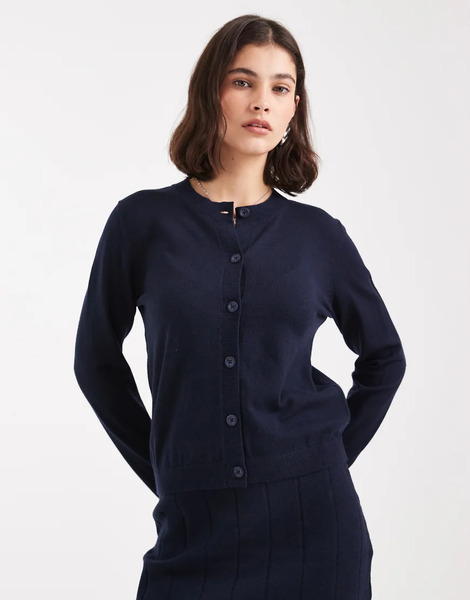  Object Fine Gauge Cardigan Co Ord In Navy 