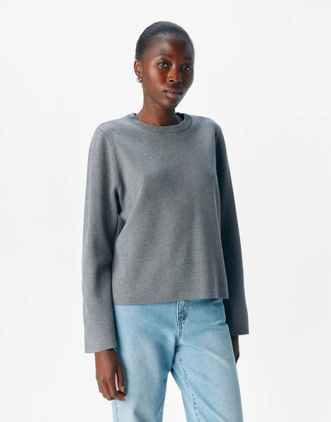  Object Knitted Pullover In Medium Grey Melange 