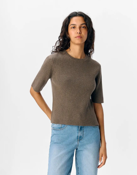  Object Knitted Top In Morel Brown 