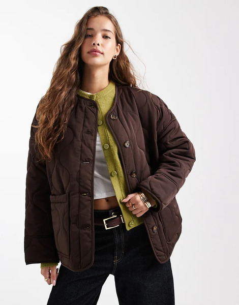  Object Onion Quilted Front Pocket Bomber In Brown 