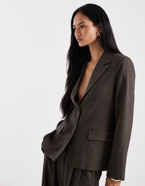  Object Oversized Tailored Blazer Co Ord In Brown 
