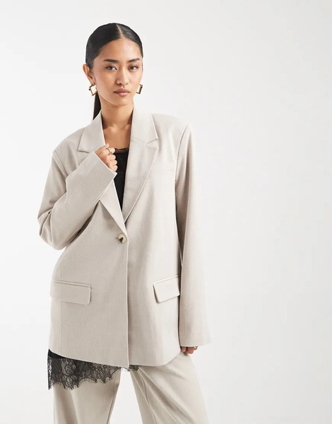  Object Oversized Tailored Blazer Co Ord In Humus Neutral 