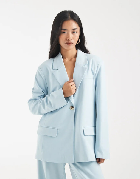  Object Oversized Tailored Blazer Co Ord In Skylight Blue 