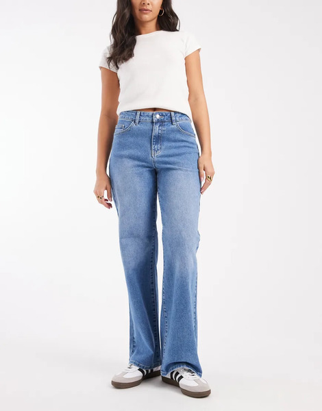  Object Rio Mae Wide Leg Jeans In Light Blue Denim 