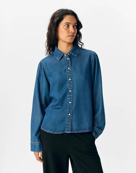  Object Shirt In Medium Blue Denim 