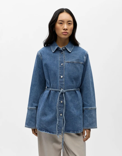  Object Shirt In Medium Blue Denim 