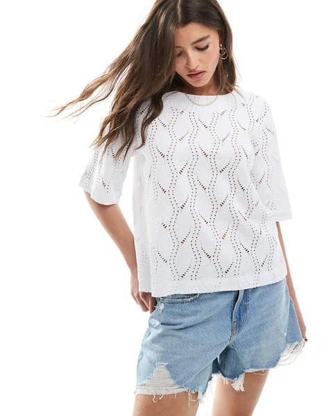  Object Textured Drop Shoulder T Shirt In White 