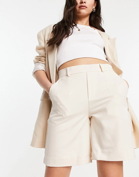  Object Wide Shorts Co Ord In Sandshell White 