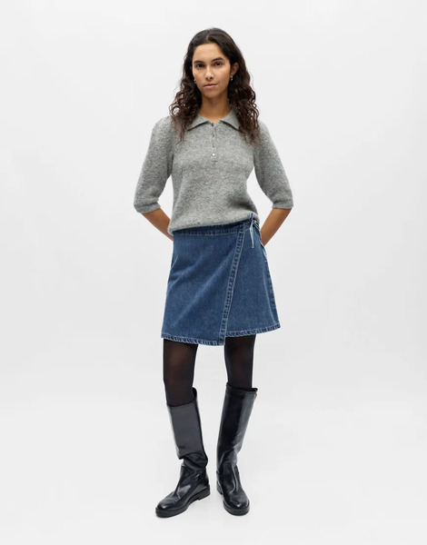 Object Wrap Skirt In Medium Blue Denim 