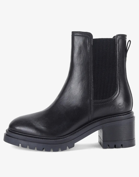  Off The Hook 'kington' Block Heel High Ankle Leather Chelsea Boots In Black 