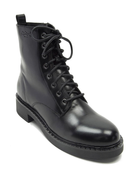  Off The Hook Lane Biker Leather High Ankle Boots In Black 