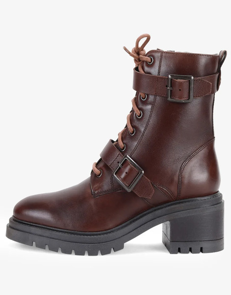  Off The Hook 'parkside' Block Heel High Heel Ankle Leather Boots In Brown 