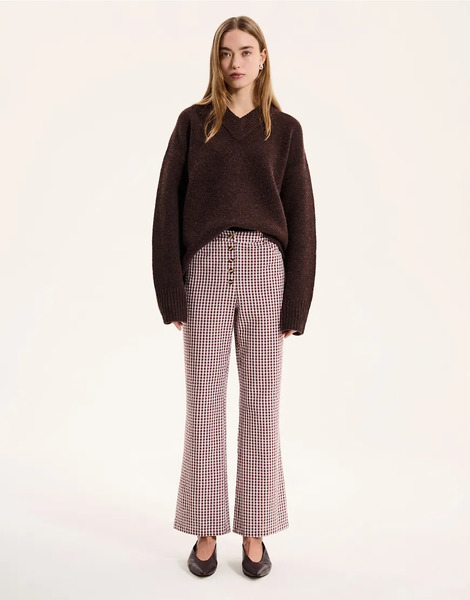  Omnes Elodie Checked Trouser In Brown 