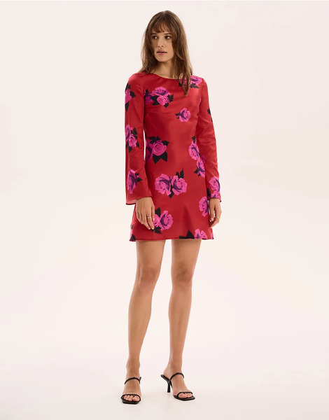  Omnes Roberta Open Back Mini Dress In Red 