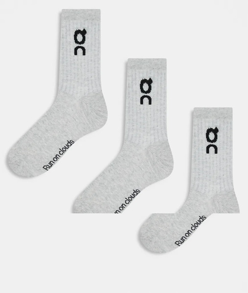  On 3 Pack Logo High Socks In Grey 