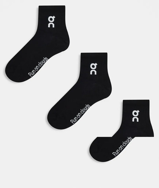  On 3 Pack Logo Mid Socks In Black 