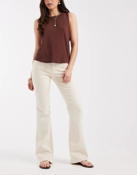  Only Blush Flare Jeans In Ecru White 