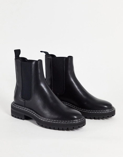  Only Chelsea Boot With Contrast Stitch In Black 