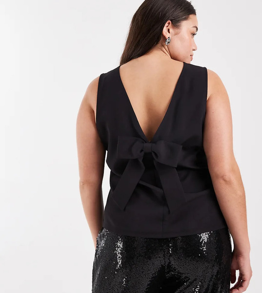  Only Curve Bow Open Back Top In Black 