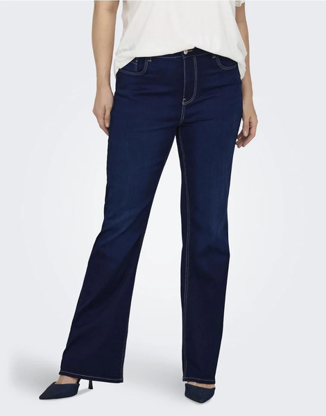  Only Curve Flared Fit Jeans In Dark Blue Denim 
