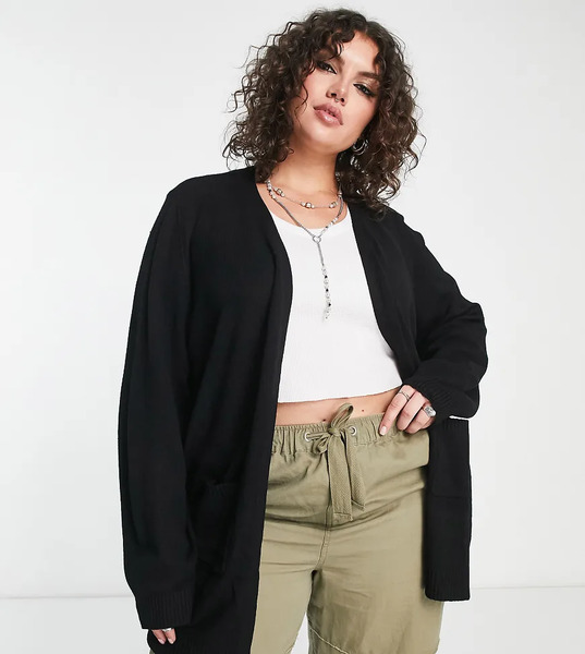  Only Curve Longline Cardigan In Black 