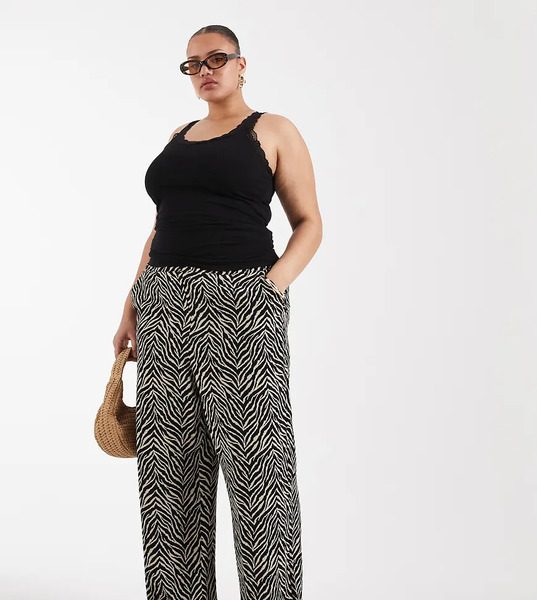  Only Curve Pull On Trousers In Zebra Print Black 