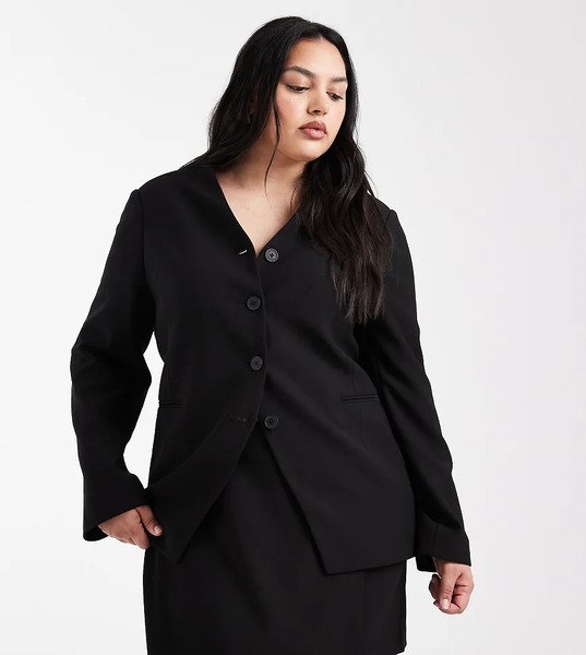  Only Curve Structured Blazer Co Ord In Black 
