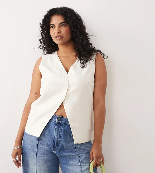  Only Curve Tailored Waistcoat In White 