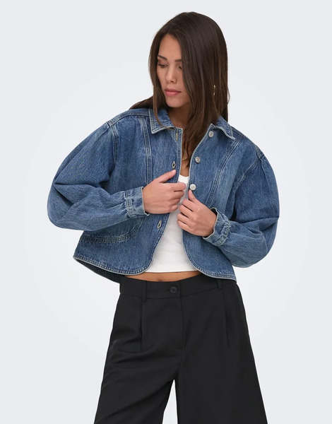  Only Denim Jacket In Medium Blue Denim 