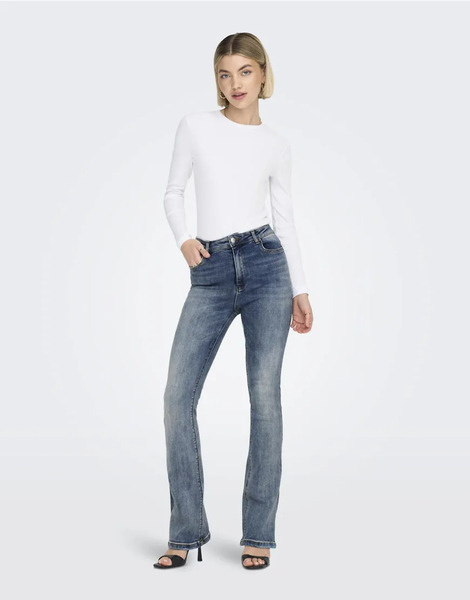  Only Flared Fit Jeans In Medium Blue Denim 