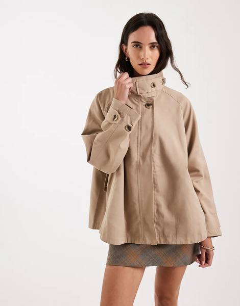  Only High Collar Cape Jacket In Light Beige Neutral 