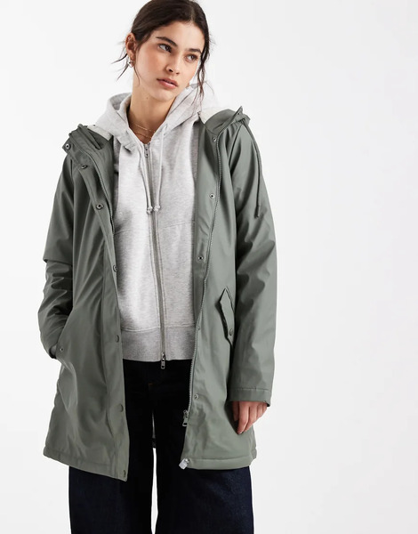  Only Lined Rain Coat In Green 