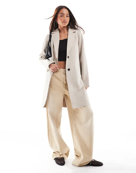  Only Longline Coat In Cream White 