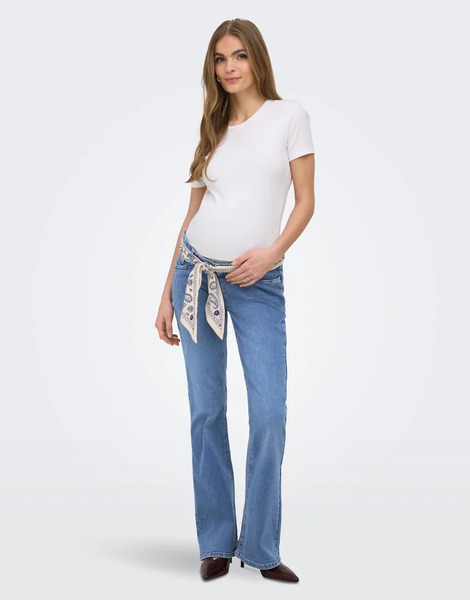  Only Maternity Flared Fit Jeans In Light Blue Denim 