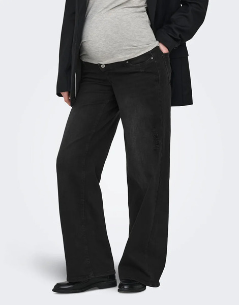  Only Maternity Wide Fit Jeans In Washed Black 