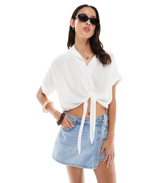  Only Mini Wrap Skort In Light Wash Blue 